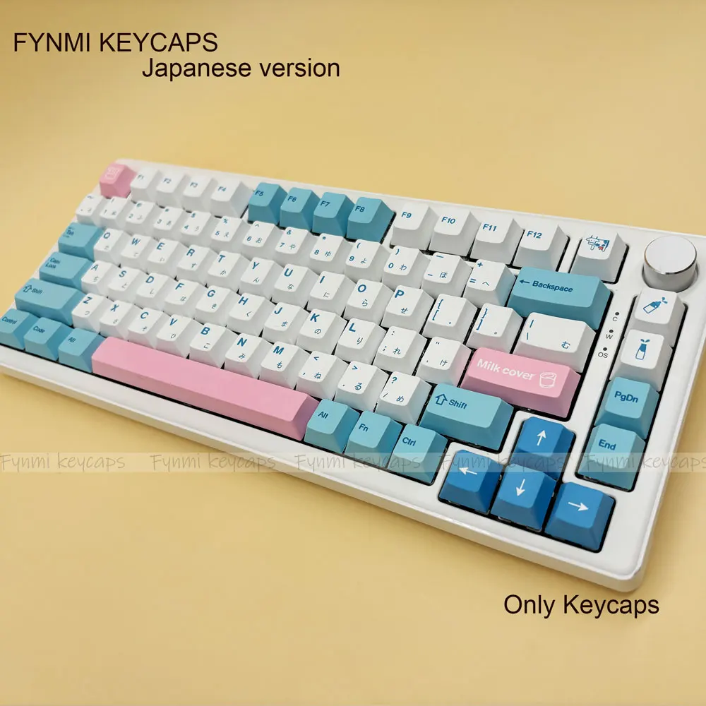 Fynmi-piezas de teclado Janpanese, 140 teclas, ANSI Cherry PBT Dye, sublimación, cubierta de leche, temática para 61/68/75/78/81/87/104 teclas - imagen 4