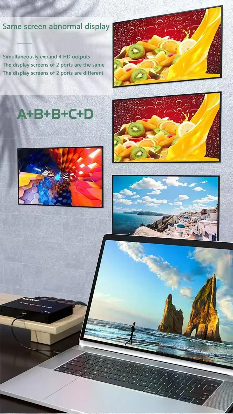 Divisor HDMI 4K USB 3,0 a 4 puertos, extensor de pantalla para ordenador portátil y PC, compatible con modo de copia, modo de extensión, pantalla de imagen diferente - imagen 5