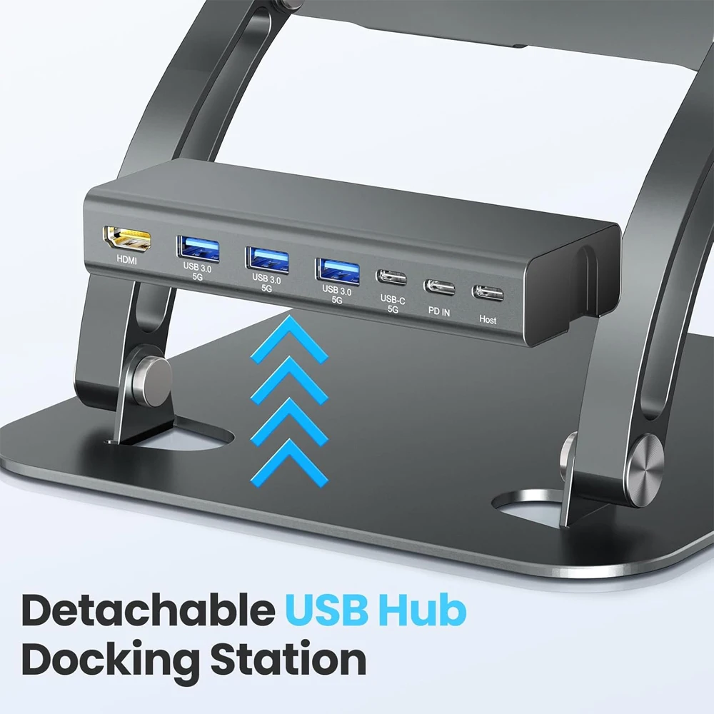 Soporte para ordenador portátil USB-C Hub PD100W carga 4K @ 60Hz soporte ergonómico para ordenador portátil estación de acoplamiento Universal para MacBook Pro Dell Lenovo - imagen 2