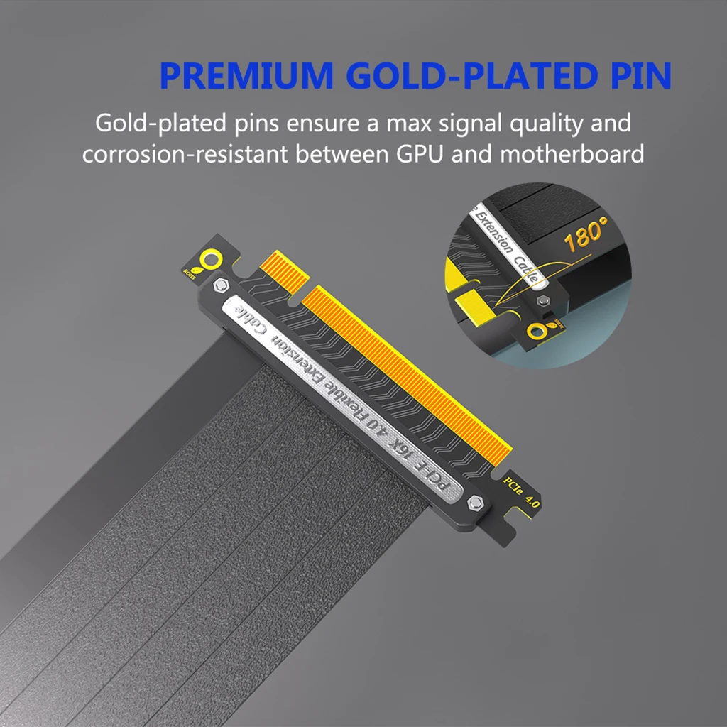 Cable elevador PCIE X16 4,0 GPU hembra 180, ángulo de 90 grados, Compatible con Gen 4 GPUs RTX4070-RTX3060 RX6980 RX6950XT - imagen 4