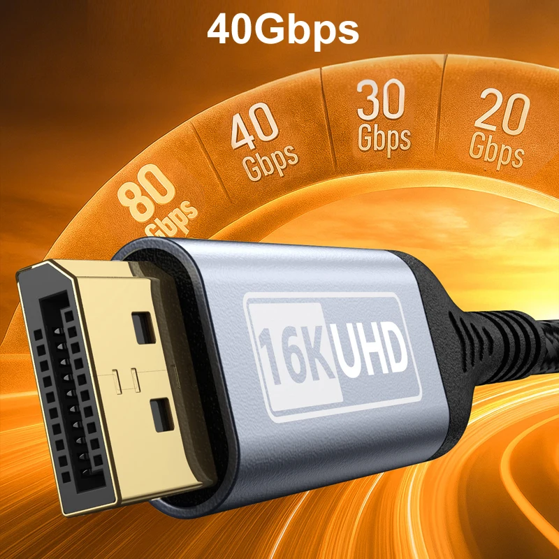 5M Trenza 16K Puerto de visualización Displayport DP 2.1 16K@60Hz 8K@120Hz 4K@240Hz 40Gbps HDR10 Cable de audio y vídeo para computadora portátil PC TV Xbox Pro - imagen 4