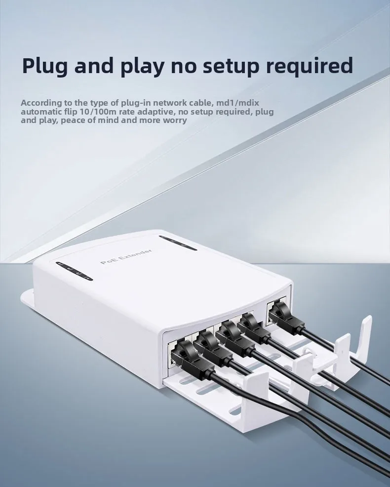 Repetidor POE impermeable de 4 puertos 100/1000Mbps 1 a 4 interruptor de red extensor PoE para cámara IP - imagen 5