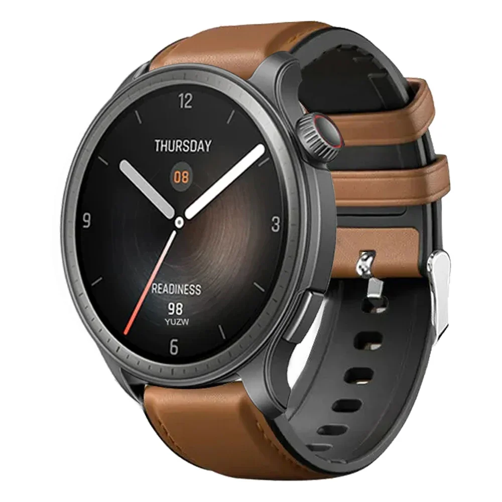 Correa de reloj de cuero y silicona de 22mm para pulsera Huami Amazfit BALANCE/Cheetah Pro Amazfit GTR 4 3 2e 47mm Bip 5 bandas de repuesto - imagen 3