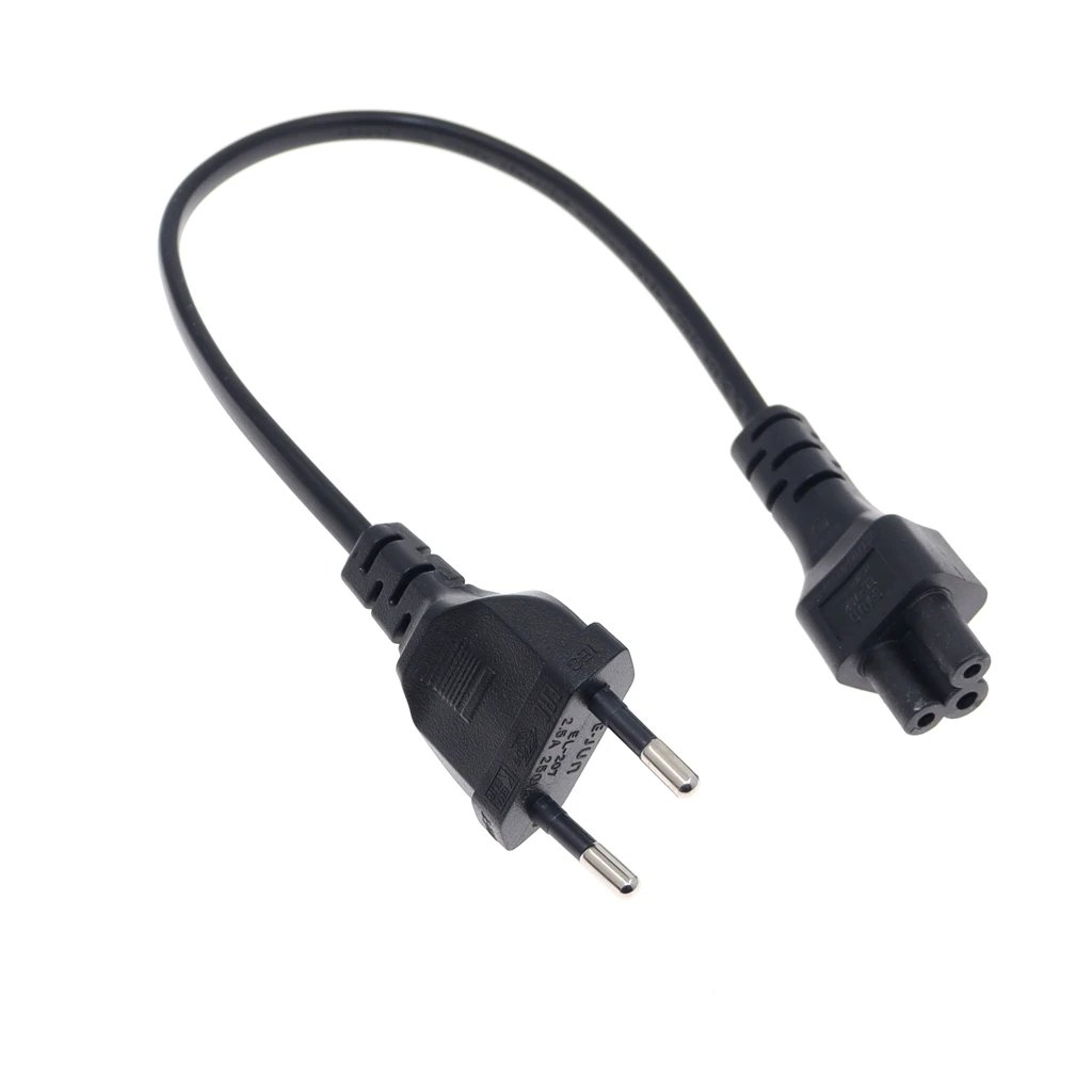 Cable adaptador de corriente europeo, 30cm, enchufe europeo, 2 pines macho a IEC 320 C5 para fuente de alimentación de portátil
