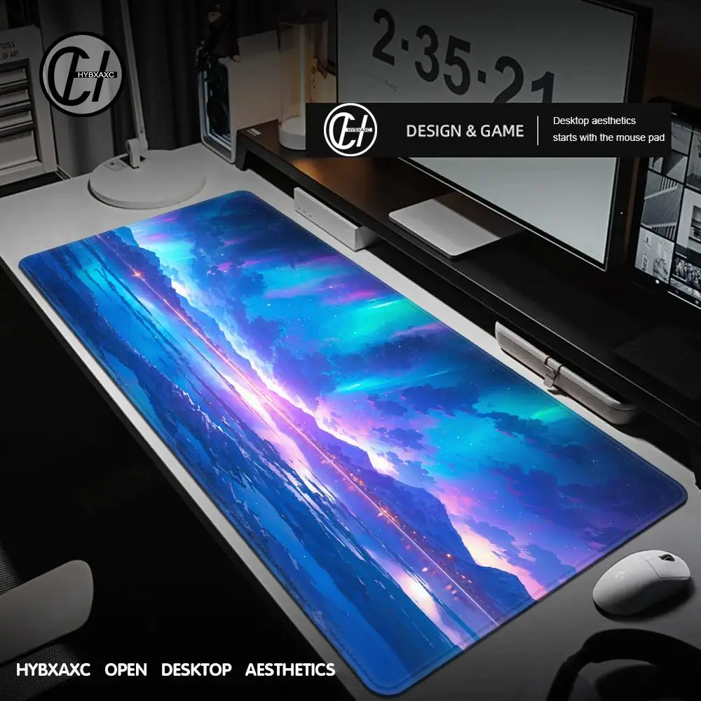 Arctic Night Sky-alfombrilla de ratón grande para ordenador, alfombrilla de goma antideslizante para mesa de juegos, XXL, para escritorio - imagen 5