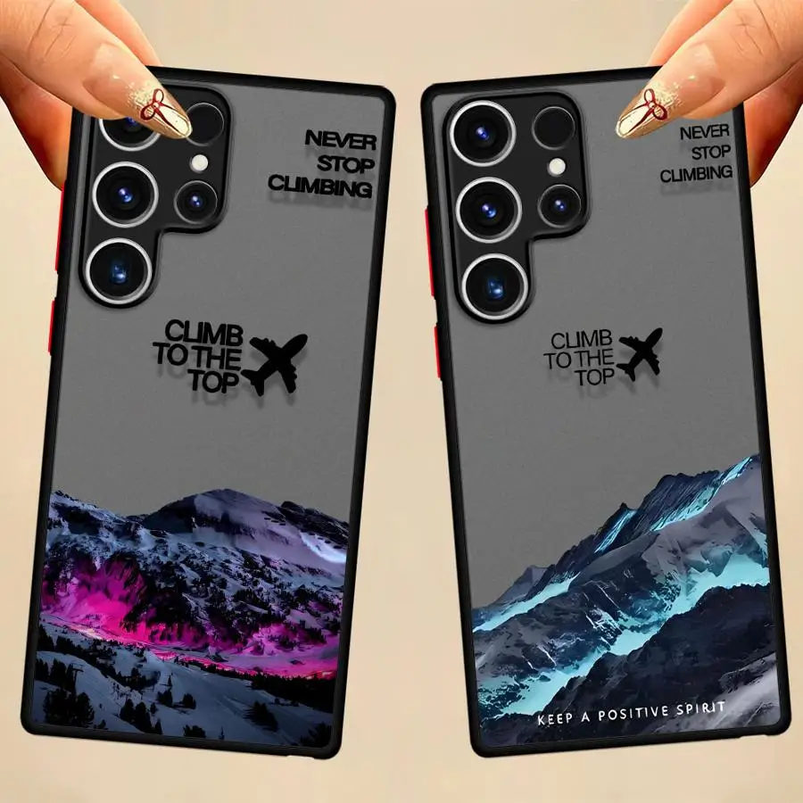 Funda de teléfono para Samsung Galaxy S21 S23 S24 Ultra S10 + S21 5G S9 Plus S20 FE S22 Plus S25 Ultra Black Edge Shell montañismo
