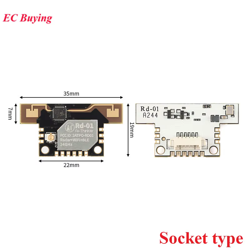 1-10 Uds Rd-01 24G FMCW Radar Sensor de cuerpo humano Radar + WiFi + BLE Bluetooth-compat 5,0 malla 24GHz módulo de onda milimétrica SMD/enchufe - imagen 4