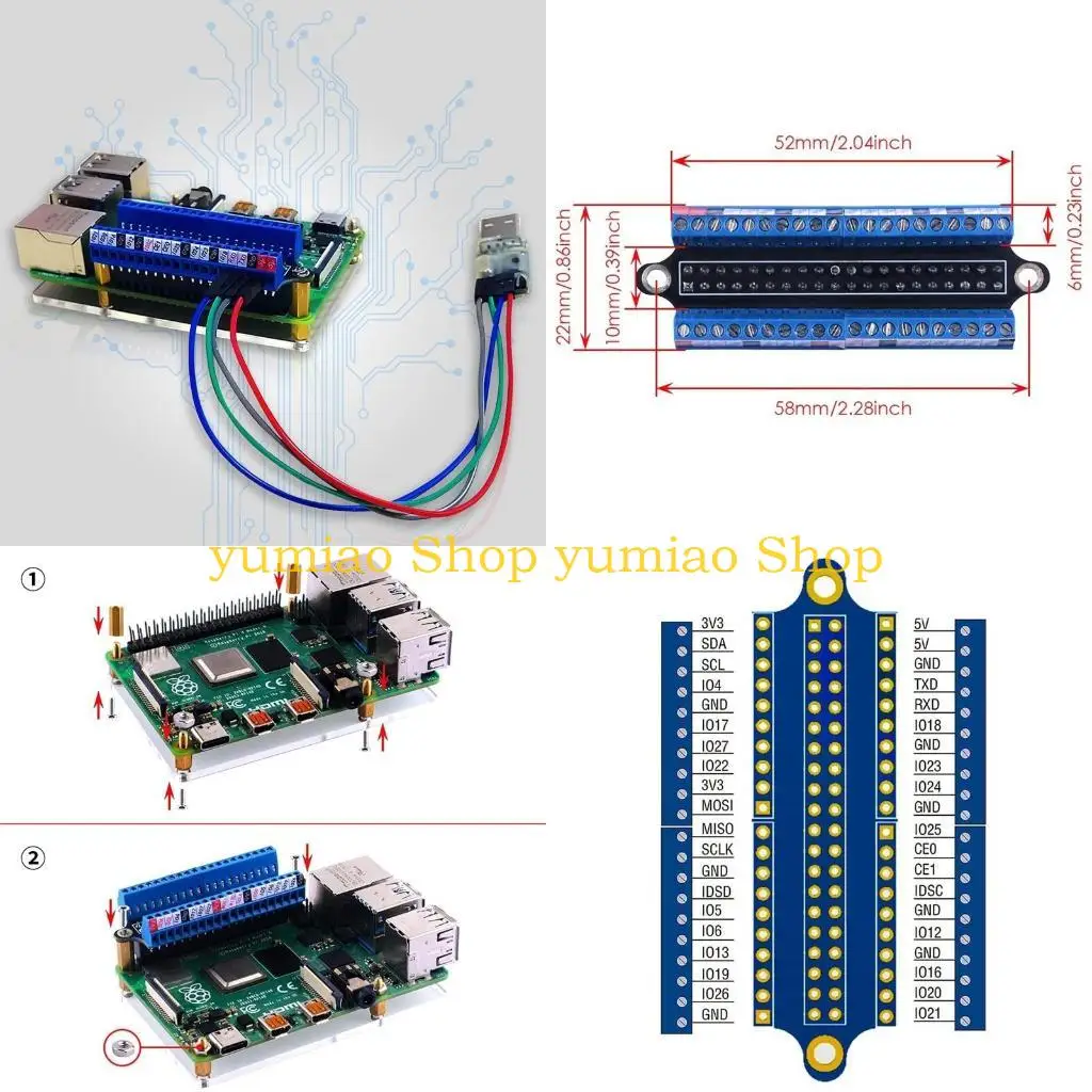 587B para placa ruptura bloque terminales tornillo GPIO con módulo ruptura placa expansión LED estado