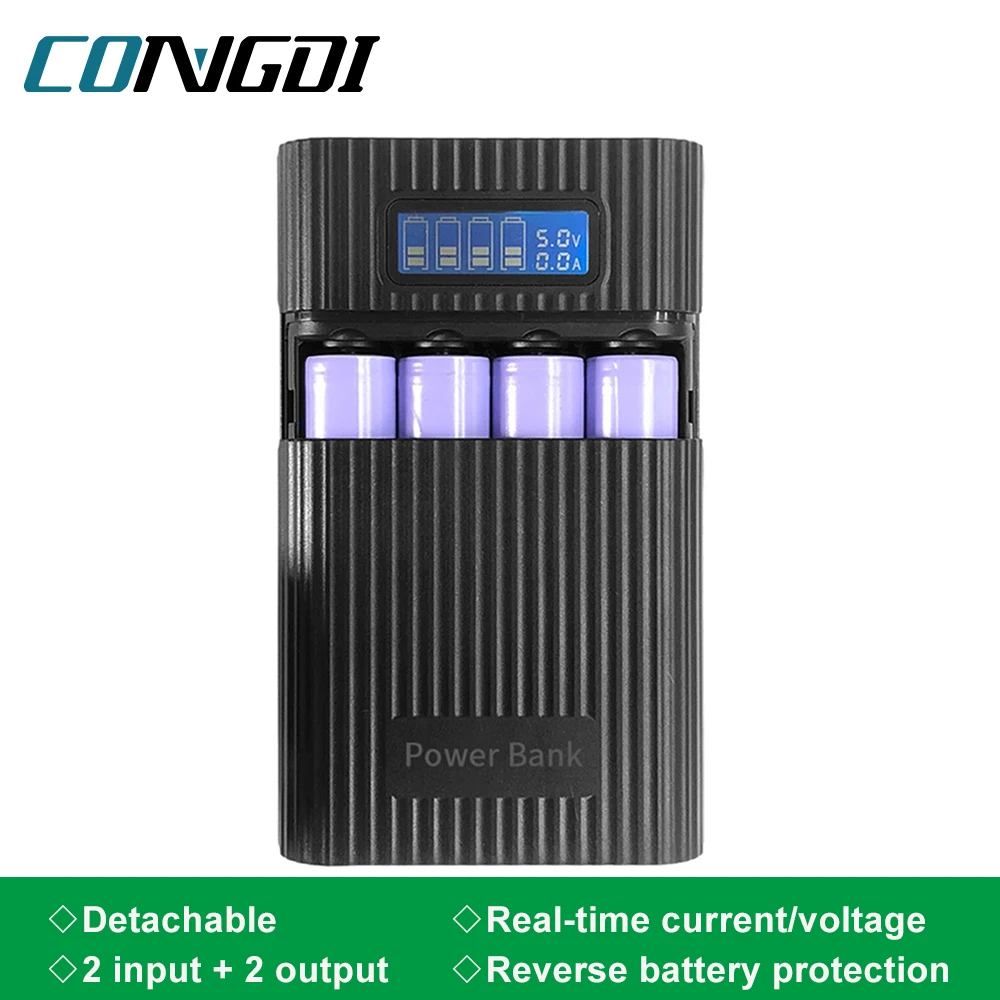 Caja de Banco de energía DIY, caja de almacenamiento de carga de batería 4*18650, estuche de carga con pantalla Digital USB Dual de 5V para teléfonos inteligentes, soporte de batería - imagen 2
