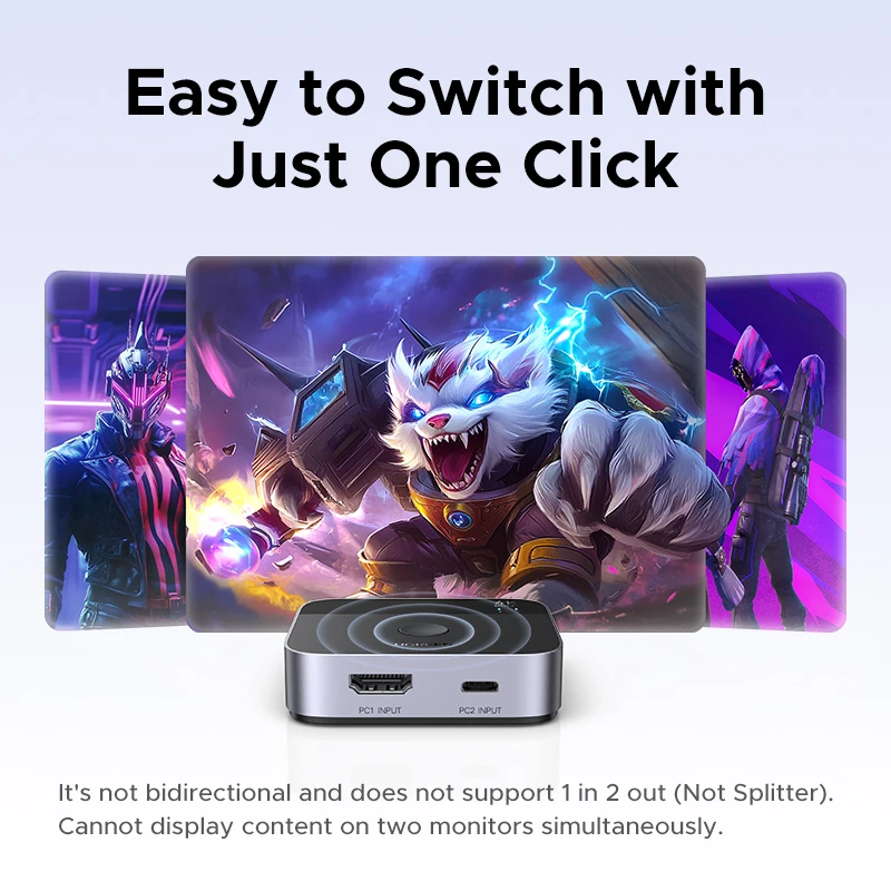 UGREEN USB C Switch 2 en 1 salida 4K 60Hz USB-C Switcher para PS5 Xbox PC TV proyector HDCP 2,2 compatible con juegos de cine en casa - imagen 4