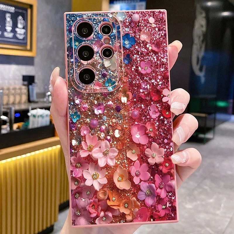 Para Samsung S25 FE S24 S23 S22 Ultra Plus 5G Funda cereza tulipán patrón Floral Funda para Galaxy A16 A26 A36 A56 A55 A54 A53 Funda