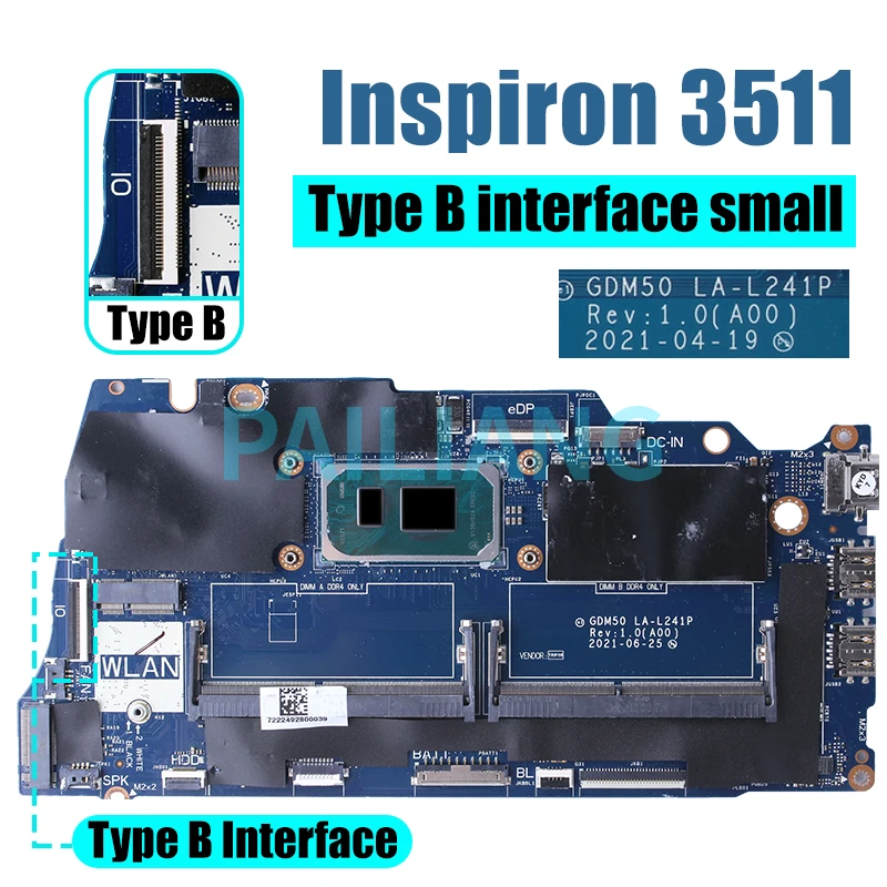 Para la placa base del ordenador portátil DELL Inspiron 3511 LA-L241P 05PD08 0042CN 0818KM 06F315 i3 i5 i7 11. a generación placa base del cuaderno completamente probada - imagen 5
