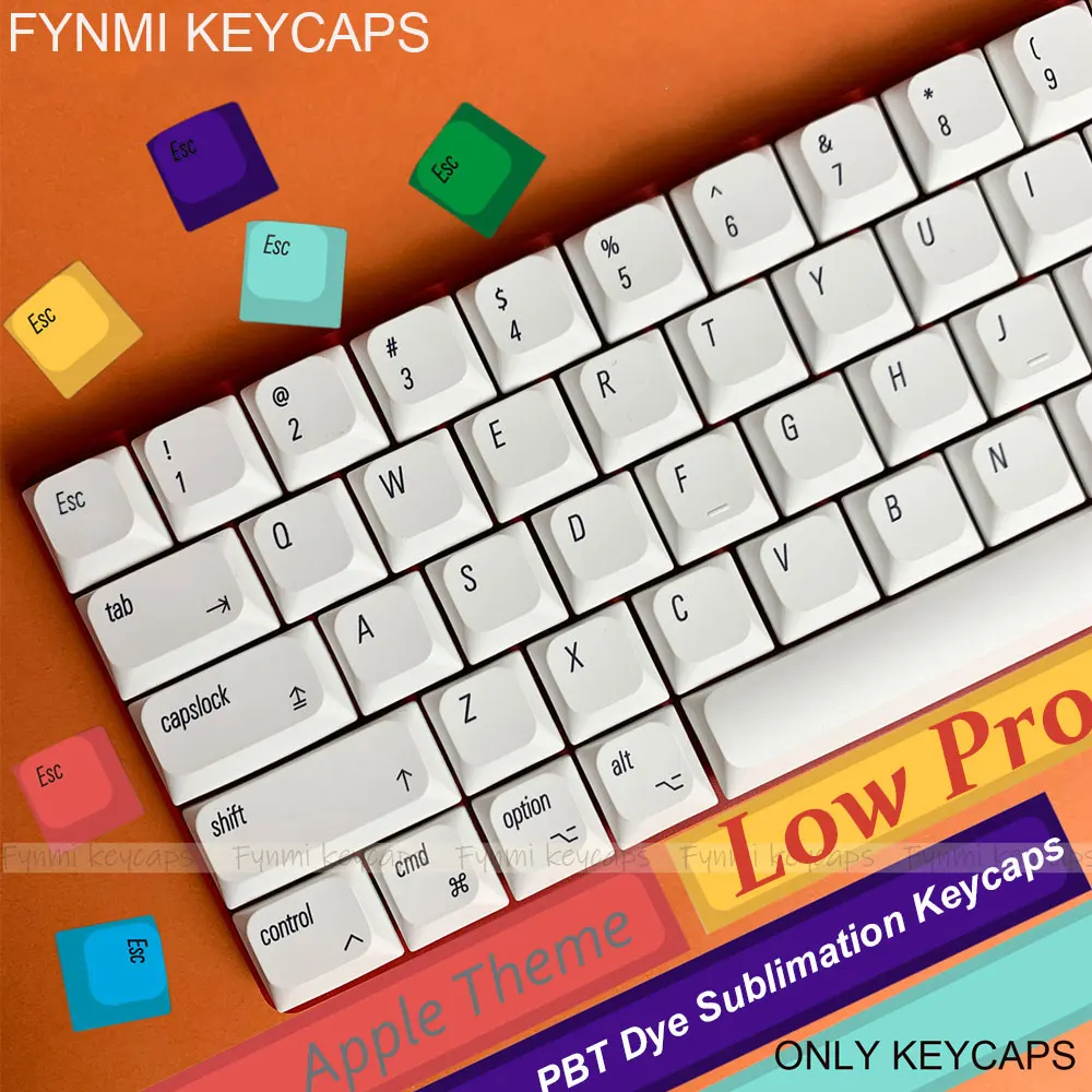 Fynmi perfil bajo tema de Apple PBT Keycap tinte sublimación keycap 127 teclas para teclado mecánico 61/68/75/84/87/98/104/108 - imagen 2