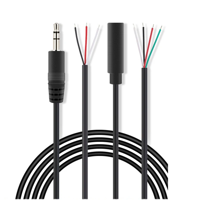 Nuevo conector auxiliar macho hembra de 3,5mm, 3 pines, 4 pines, 0,3 m, 1m, Cable de extensión de Audio, línea de cabeza auxiliar, Cable de Audio estéreo Diy de 3,5mm - imagen 5