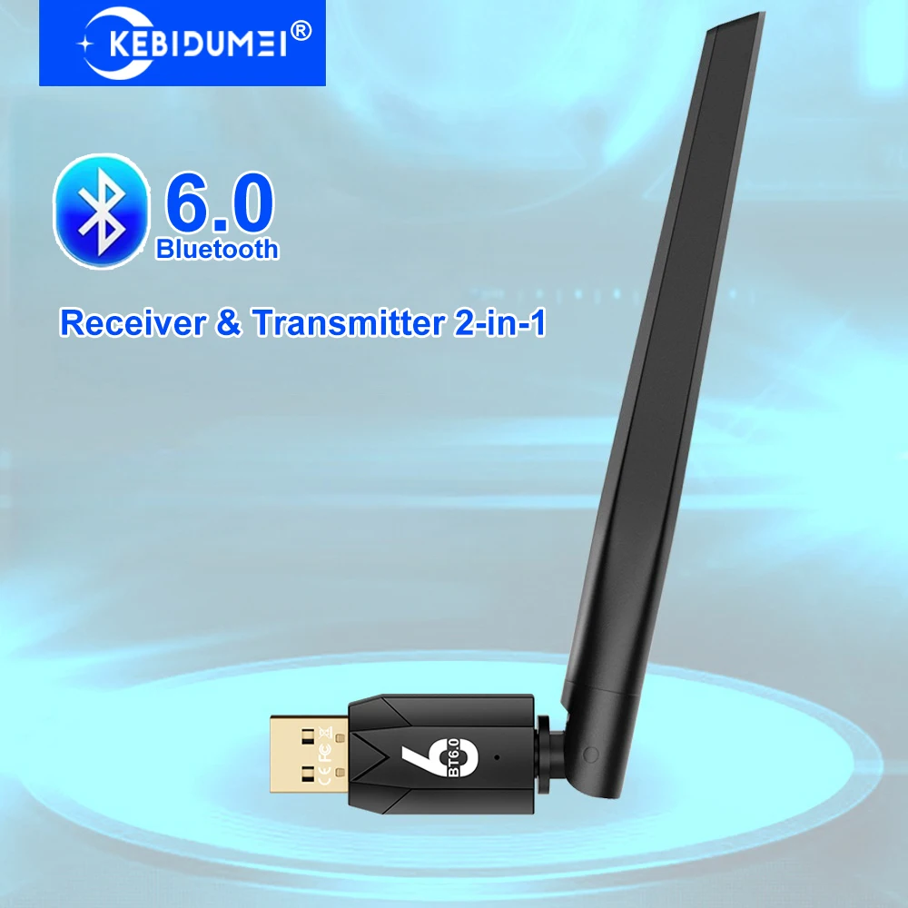 Adaptador 2 en 1 Bluetooth 6,0 transmisor de Audio inalámbrico receptor USB Dongle para auriculares altavoz Windows 8,1/10/11 controlador gratis