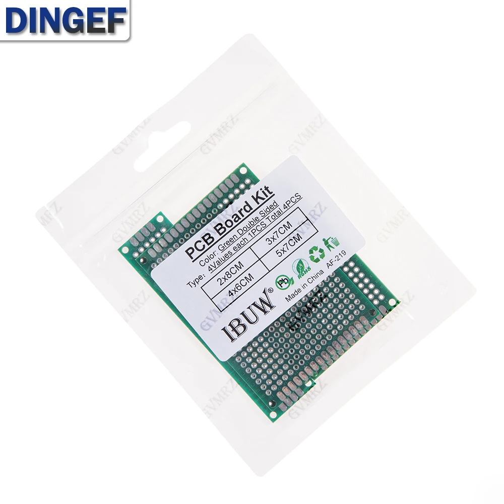 Placa prototipo PCB de tamaño surtido verde, 4 Uds., 2x8/3x7/4x6/5x7CM, placa de pruebas Universal para Arduino, KIT electrónico DIY 2*8 4*6 5*7