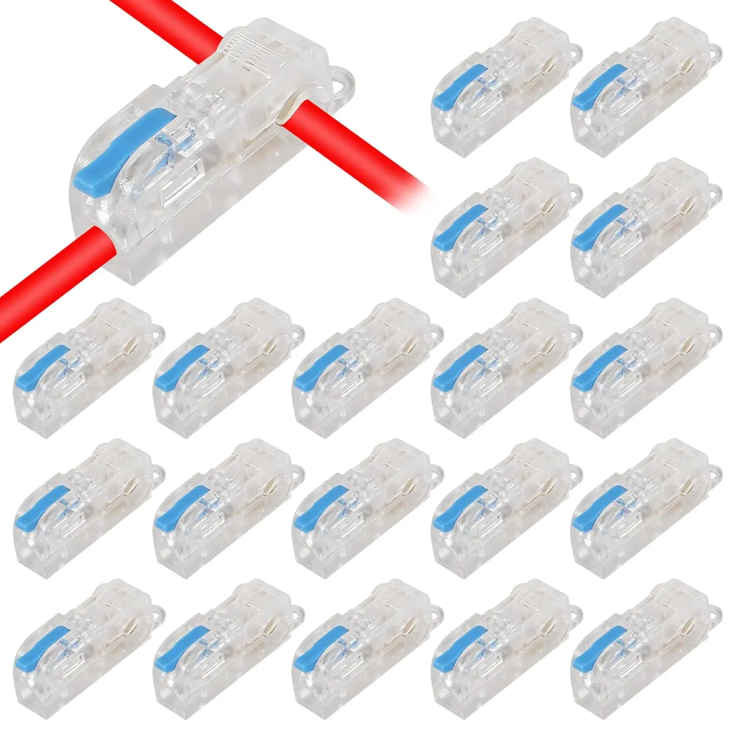 20 piezas conectores de cable T Tap terminales de desconexión, conector divisor de cable de bajo voltaje Push-in, conectores de cable rápido de palanca