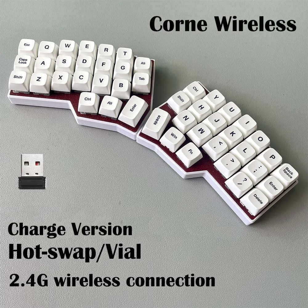 CORNE V4 2,4G teclado mecánico MX ergonómico dividido inalámbrico directo intercambiable en caliente versión de carga programable de 46 teclas