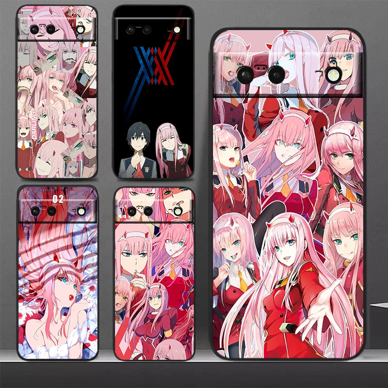 Funda de teléfono DARLING In The FRANXX para Google Pixel 9 8 7 Pro 6 Pro 6A 5A 5 4 4A XL 5G, Fundas suaves negras