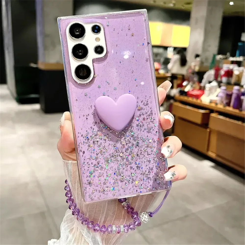 Pulsera de cristal 3D amor corazón brillo funda para iPhone 16 15 14 13 12 11 Pro Max XR X XS Max 7 8 Plus funda de teléfono de silicona suave - imagen 5