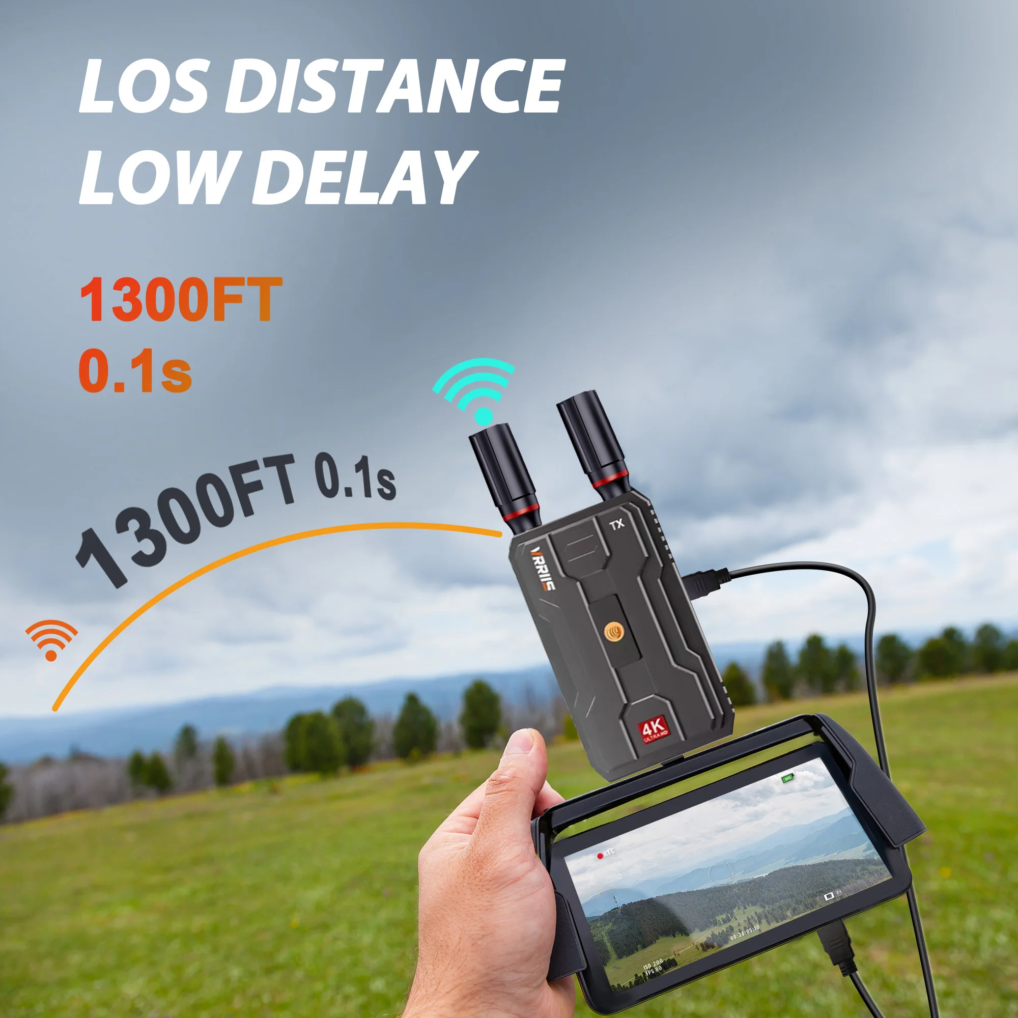 VRRIIS WL097 PRO 4k sistema de transmisión de vídeo inalámbrico 400m para ordenador portátil cámara transmisión vídeo Audio a TV proyector Monitor - imagen 2