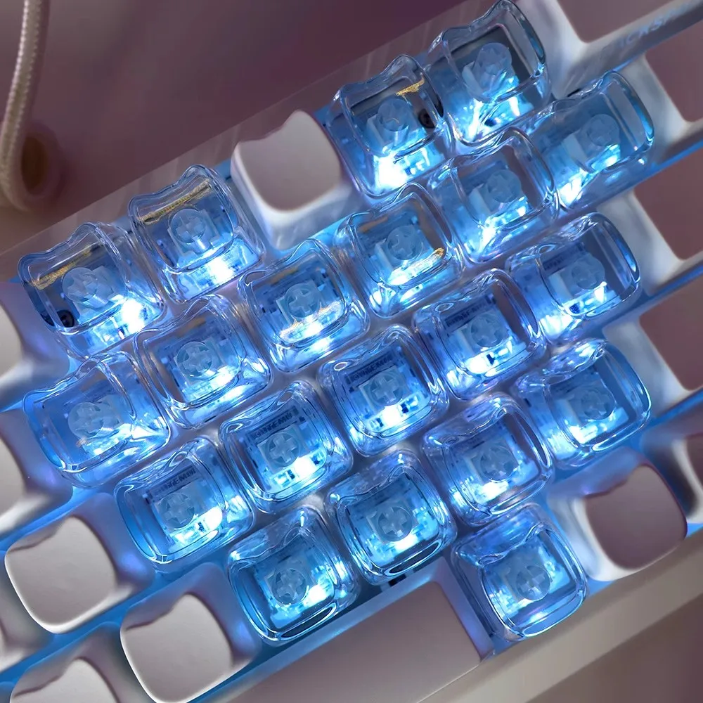 21 teclas/juego de teclas de perfil Mao, bonitas teclas transparentes en forma de gato DIY, Material de PC, teclas retroiluminadas en blanco para teclado MX Switch - imagen 2