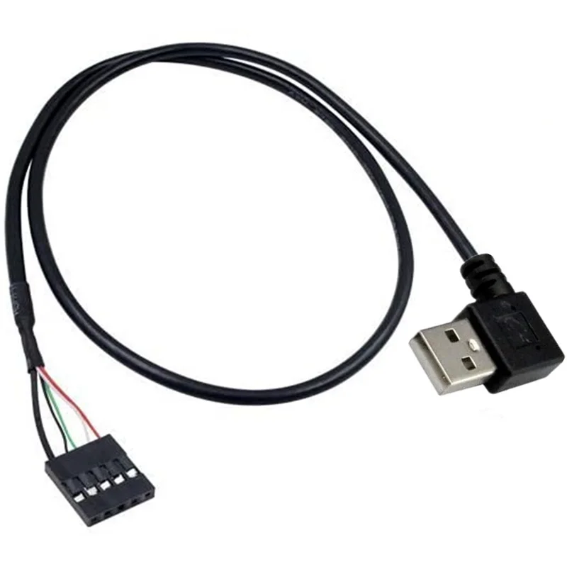 USB2.0 en ángulo de 90 grados izquierdo derecho macho a 1x 5 pines hembra 2,54 USB encabezado PCB Cable de placa base 0,5 m - imagen 5