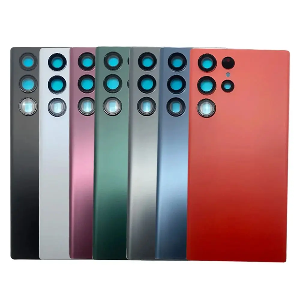 Reemplazo de cristal trasero para Samsung Galaxy S22 Ultra, funda de puerta trasera con batería de SM-S908B, lente de cámara con logotipo adhesivo - imagen 2