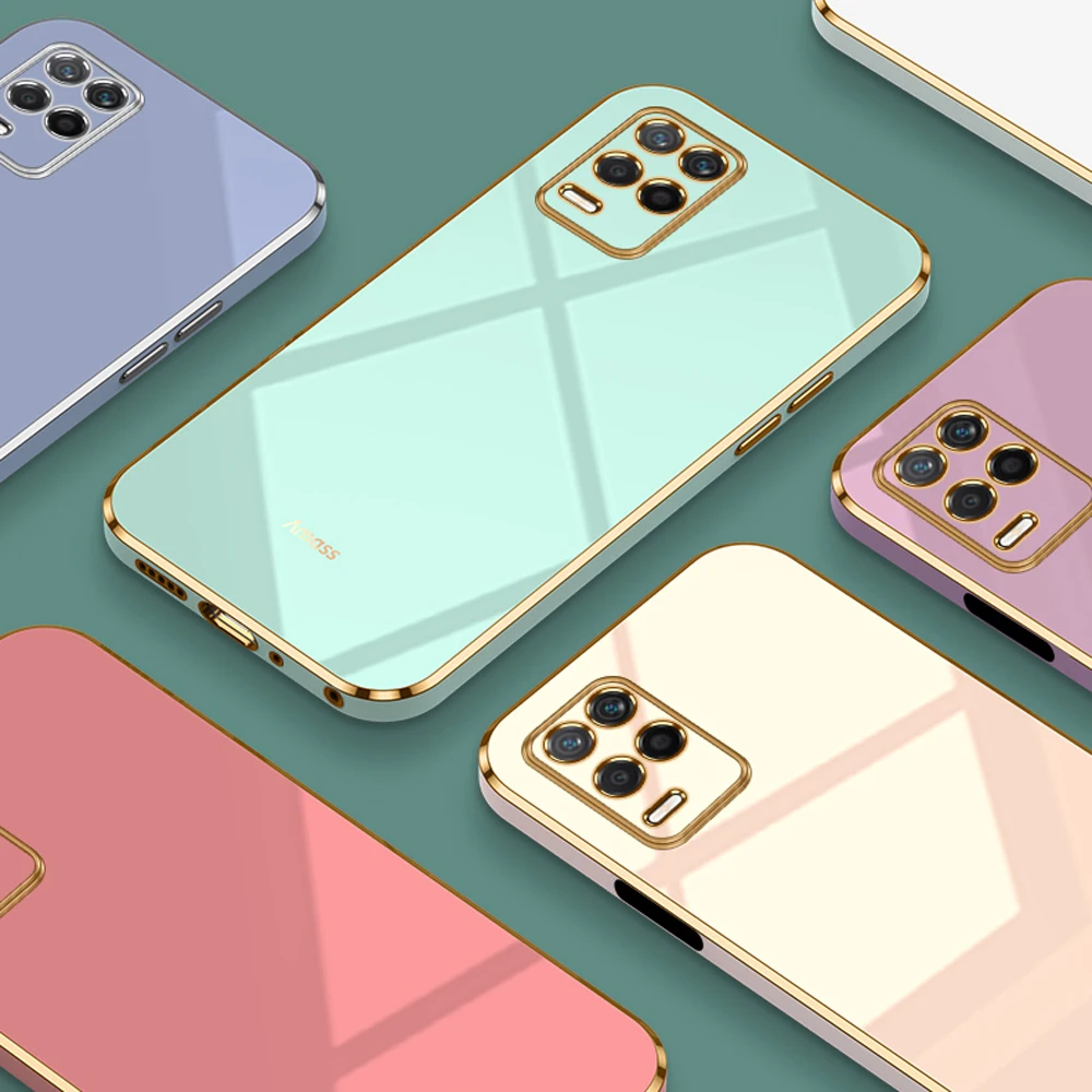 Funda cuadrada de lujo para oppo A54, carcasa trasera de silicona a prueba de golpes, 4G, Realme 8, 5G, CPH2239, RMX3241 - imagen 2