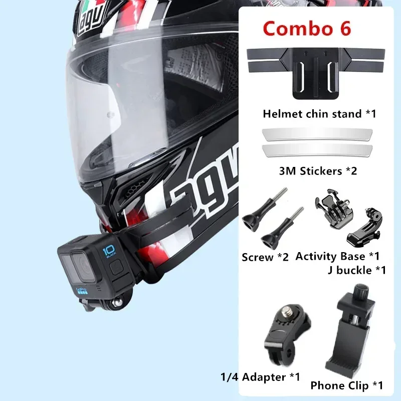 Soporte de barbilla para casco de motocicleta, juego de adaptadores de montaje fijo para DJI Osmo Action 3/4/5pro /Gopro, accesorios de Cámara de Acción