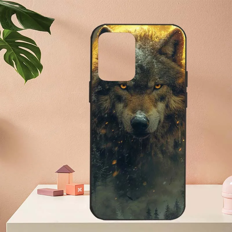 Funda con patrón de arte de lobo para Motorola X40 X30 G82 G8 G71 G52 G51 G50 G5 G42 G32 G30 G22 G14 Pro 5G, funda de teléfono negra - imagen 3
