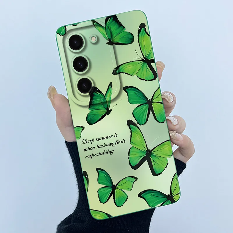 Para Samsung Galaxy S23 S22 Plus FE silicona líquida moda simplicidad pintura al óleo Floral antihuellas Protector funda de teléfono