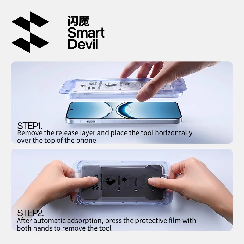 Protector de pantalla SmartDevil para OPPO Find X8 HD, película de vidrio templado con un solo clic, herramienta de fácil instalación, antihuellas - imagen 2