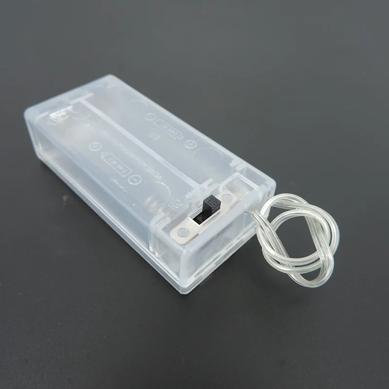 10 unids/lote caja porta baterías AA con interruptor 2 ranuras 3V DIY plástico transparente q1 - imagen 4