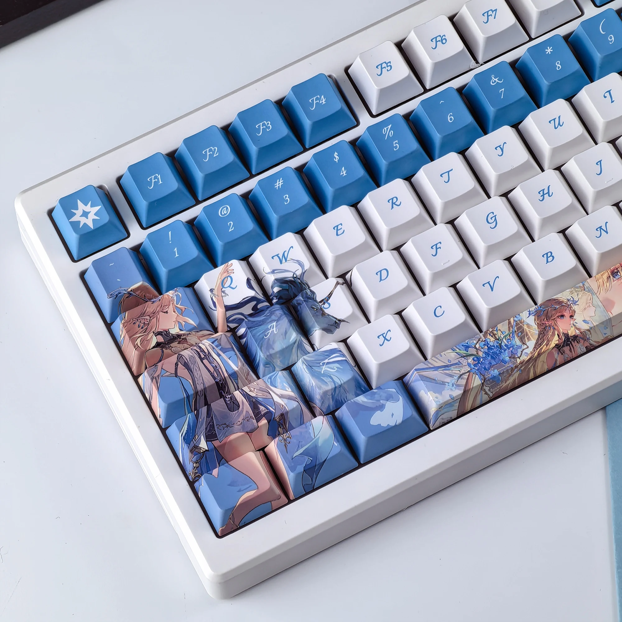 Cartethyia Keycaps Cherry Profile Anime Wuthering Waves PBT tinte sublimación Keycap azul juego de dibujos animados tapas de teclado mecánico - imagen 2