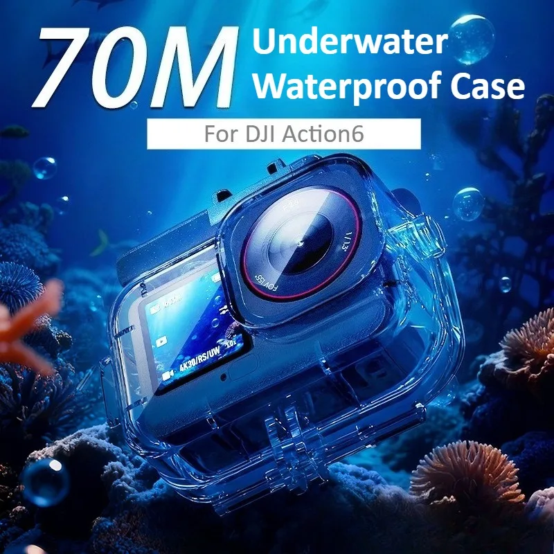Funda impermeable para buceo de 70M de profundidad para DJI Osmo Action 6, carcasa protectora para buceo subacuático, accesorios para cámaras deportivas - imagen 2