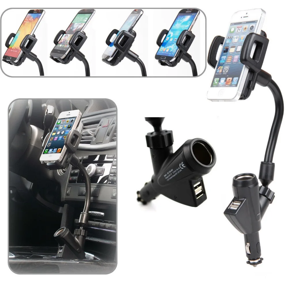 Mechero USB Dual para coche, soporte de teléfono con cargador USB para iPhone 14, 13, 12, 11, X, 7, 8 Plus, Samsung Galaxy S22, S21, S20, etc. - imagen 3