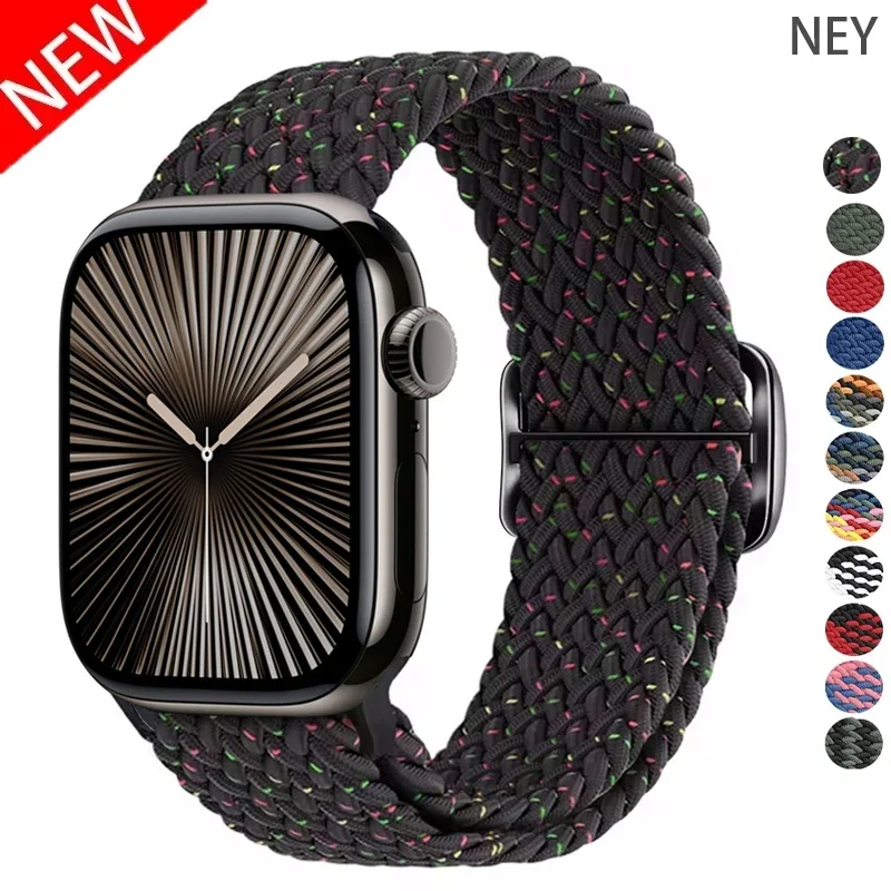 Bucle Solo trenzado para Apple watch Band 44mm 45mm 46mm 40mm 41mm Ultra 2 49mm pulsera correa iwatch Series 10 9 SE 8 7 6 5 Correa