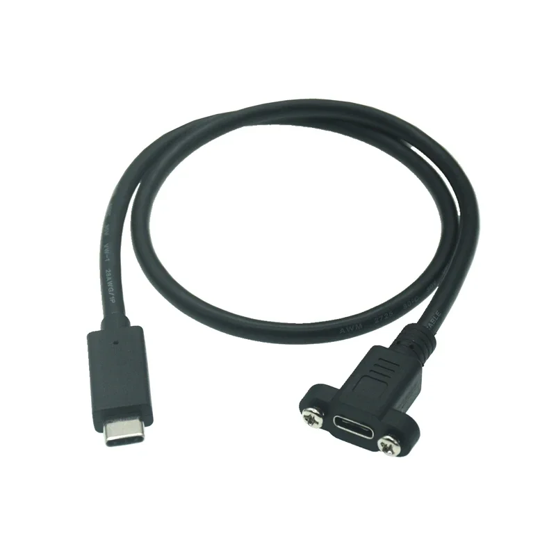Cable de extensión macho a hembra para montaje en Panel de USB-C tipo C, Conector de bloqueo con orificio de tornillo, espaciado de Cable de datos de carga de 18mm - imagen 3