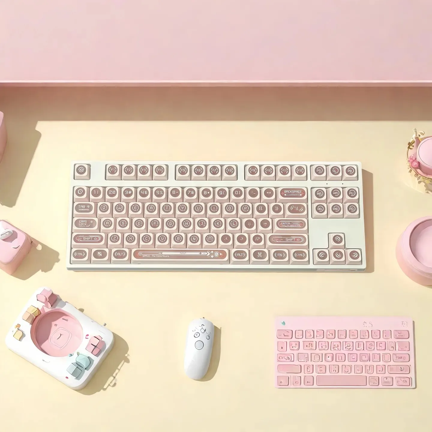 136 teclas Dye-Sub Shine-Through PBT Keycaps Cherry Profile Pink Cat Eye PC Key cap Set para interruptores MX Teclado mecánico para jugar - imagen 4