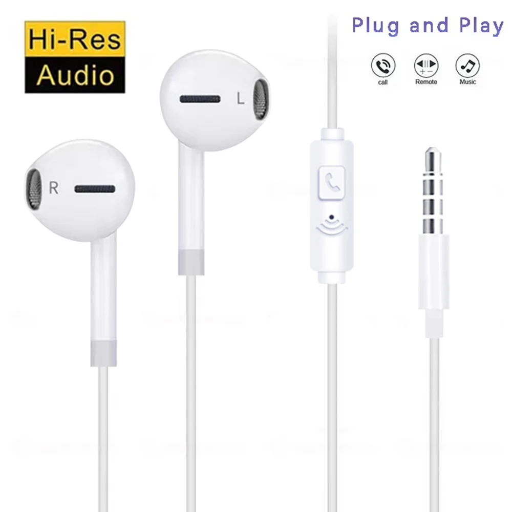 1/5/10PCS Auriculares con cable universales de 3,5 mm Auriculares con cable estéreo cómodos para teléfonos móviles, computadoras y más.