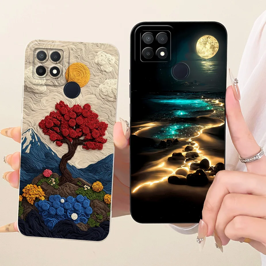 Para Oppo A15 funda OppoA15s CPH2179 flores de lujo cubierta pintada de caramelo funda de teléfono suave de TPU para Oppo A15s A 15 OppoA15 Fundas bolsas - imagen 2
