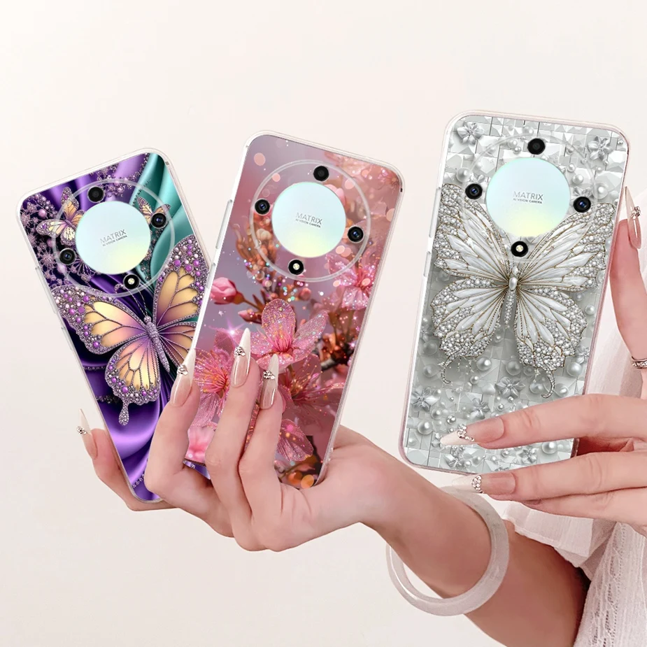 Para Honor Magic 6 Lite funda ALI-NX3 funda pintada de lujo funda de teléfono de silicona transparente para Honor X9b HonorX9b Magic6 Lite carcasa suave - imagen 2