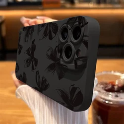 Funda negra con lazo para Samsung Galaxy S25-S21 y serie A