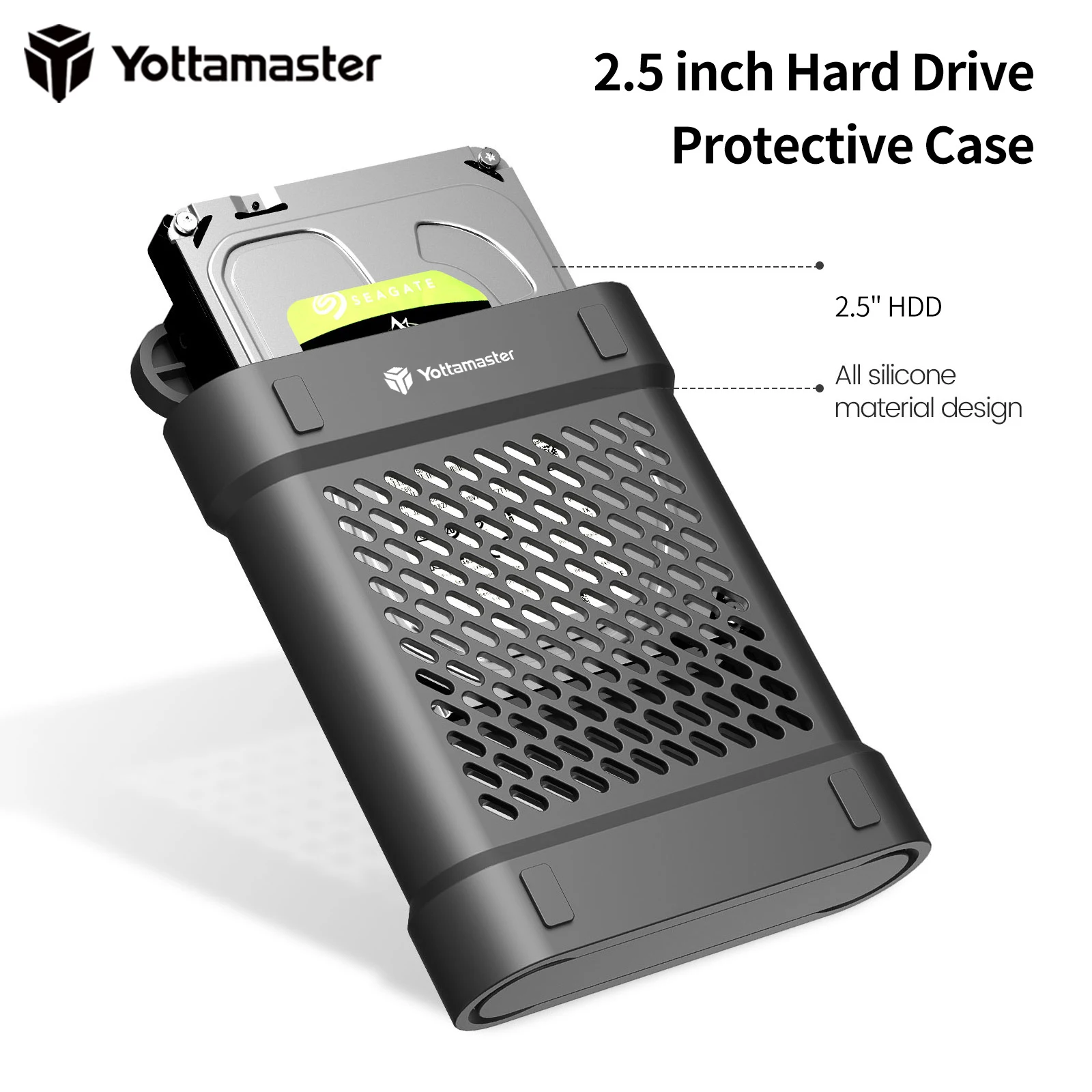 Yottamaster-funda protectora para disco duro, caja de almacenamiento para HDD SSD de 2,5 pulgadas con carcasa protectora de silicona a prueba de golpes y polvo