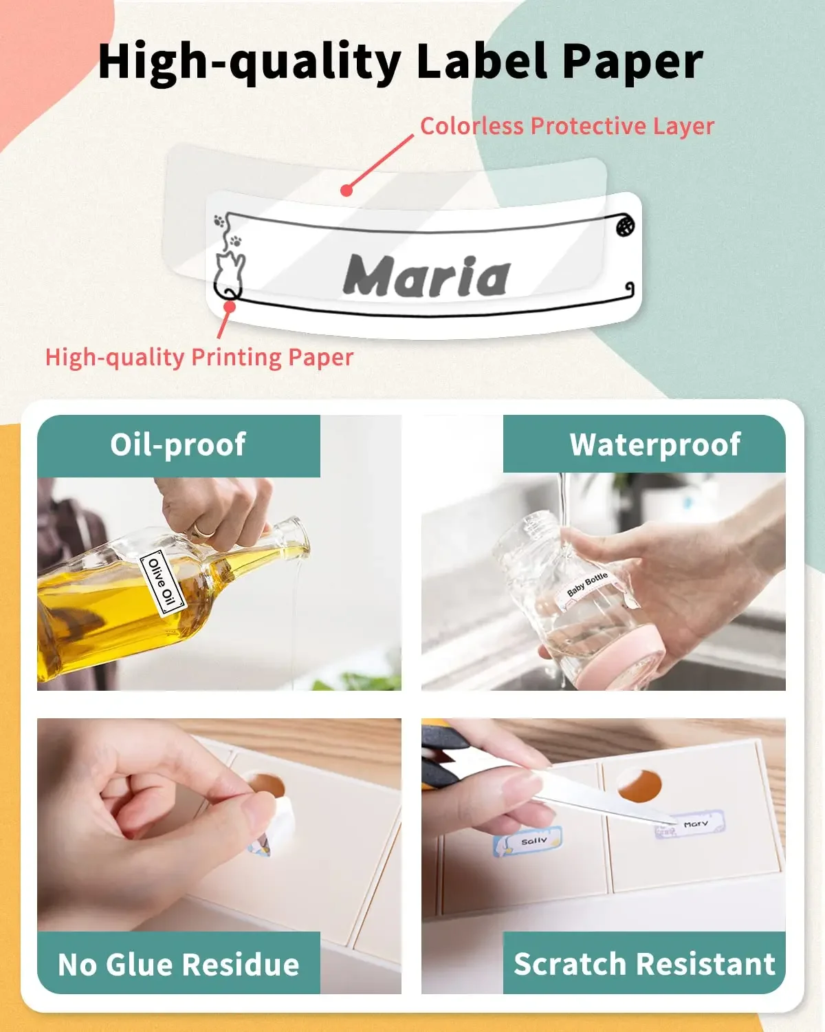 Phomemo-Mini impresora térmica de etiquetas Q30, Q31, D30, papel de impresión impermeable, Anti-aceite, sin pegamento, cinta adhesiva resistente a los arañazos - imagen 2