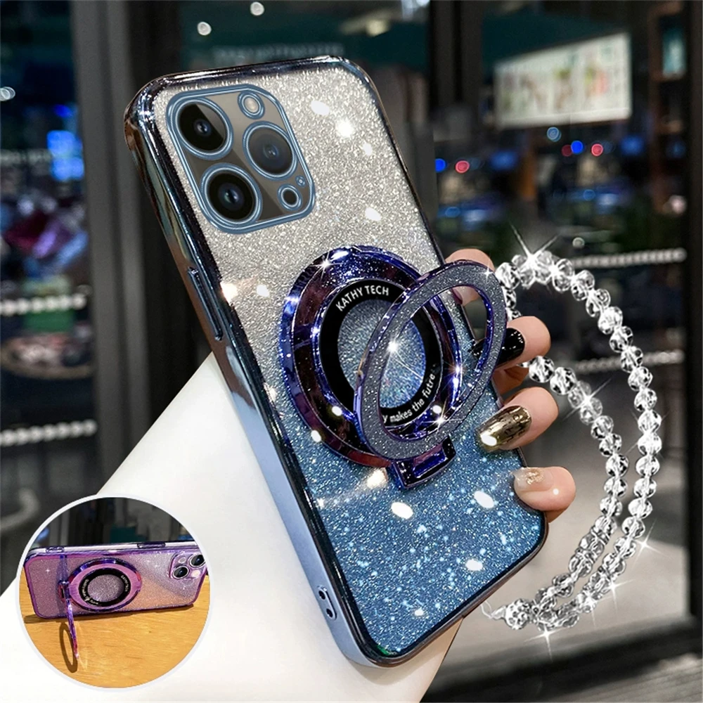 Para Redmi Note 13 4G funda Redmi Note 13 Pro 5G 4G funda Note 13 Pro + Plus pulsera de cristal anillo brillante soporte contraportada - imagen 3