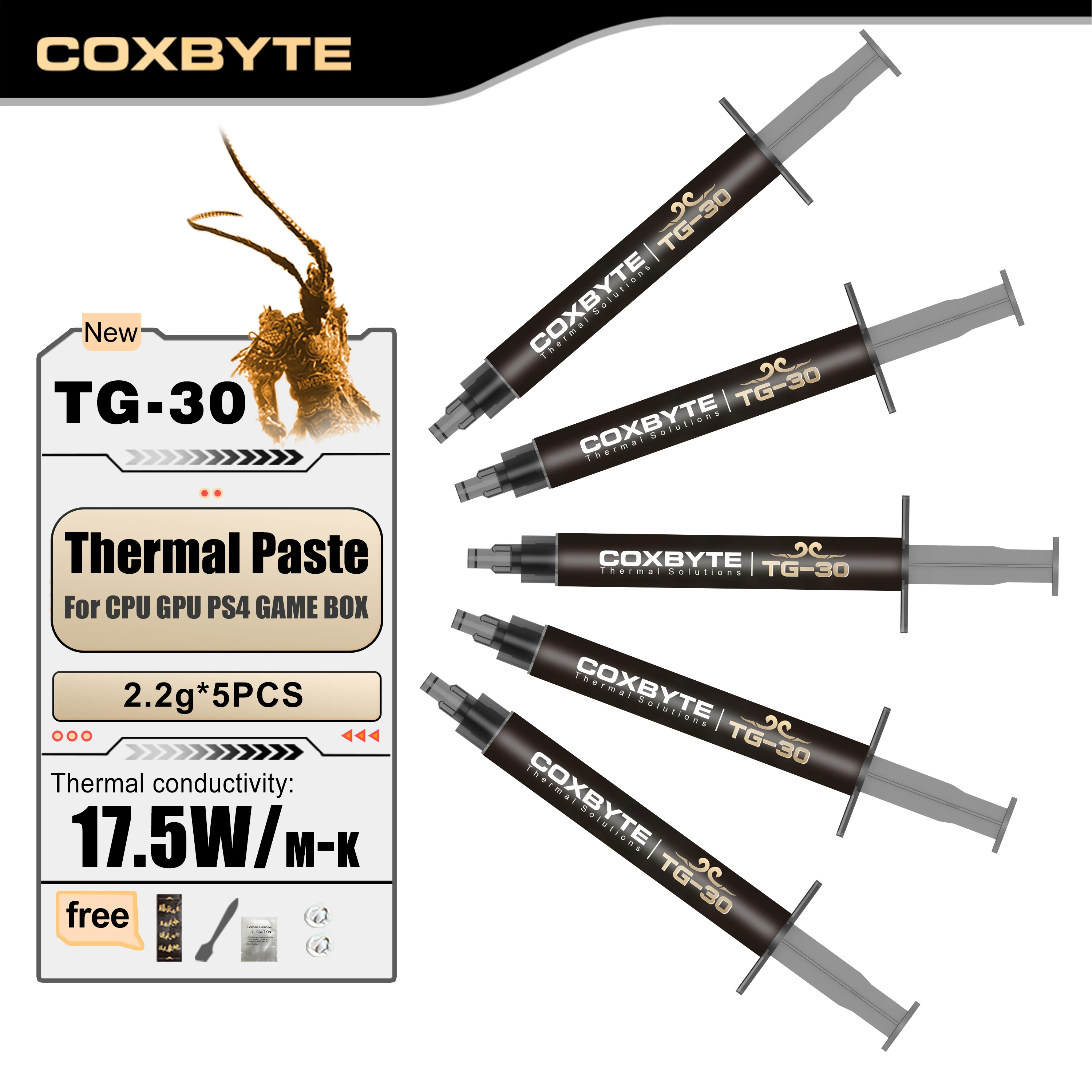 Coxbyte TG-30, pasta térmica de 2,2g, grasa de silicona conductora térmica para gráficos de portátiles, CPU, GPU, Chips de ventilador de refrigeración - imagen 2