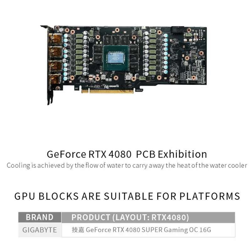 Bloque GPU Bykski para Gigabyte GeForce RTX 4080 SUPER Gaming OC 16G tarjeta de vídeo refrigeración por agua/cubierta completa N-GV4080SGMOC-X - imagen 2