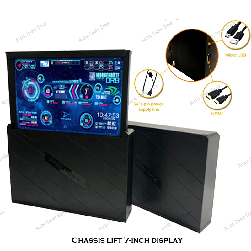 Elevador automático eléctrico de chasis de 7 pulgadas, pantalla secundaria de monitoreo de dinámica de temperatura para Helios Case Aida64 - imagen 3